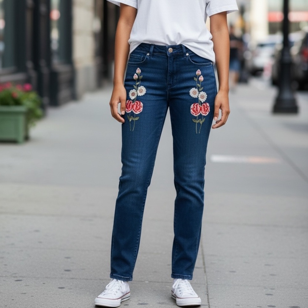 Roebuck & Co. R1893 Embroidered Skinny Ankle Jeans 8